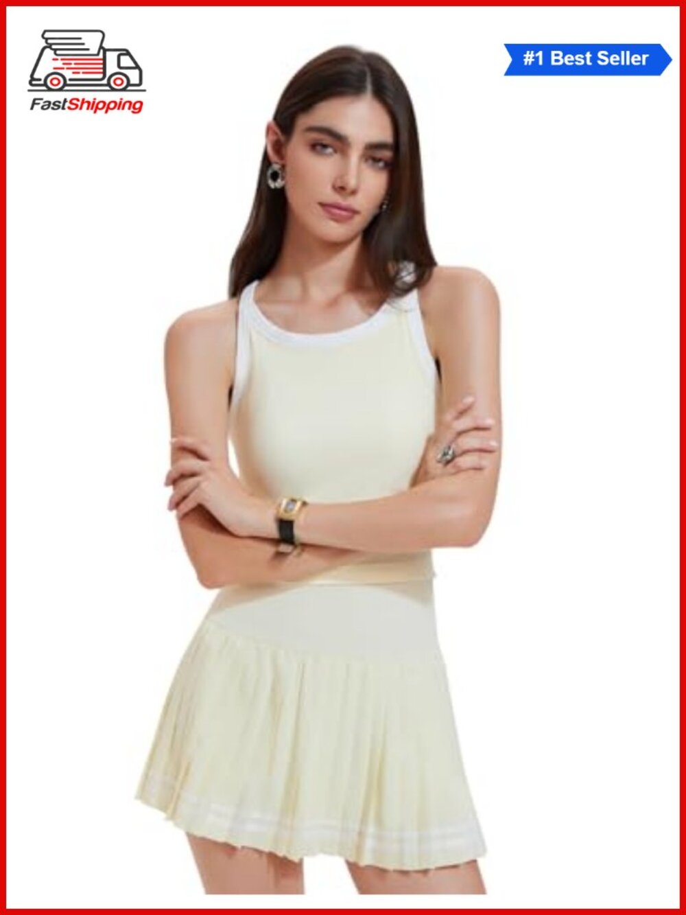 ✨ Women's Tennis Skirt Set 2 Piece Racerback Tank Top Golf Activewear